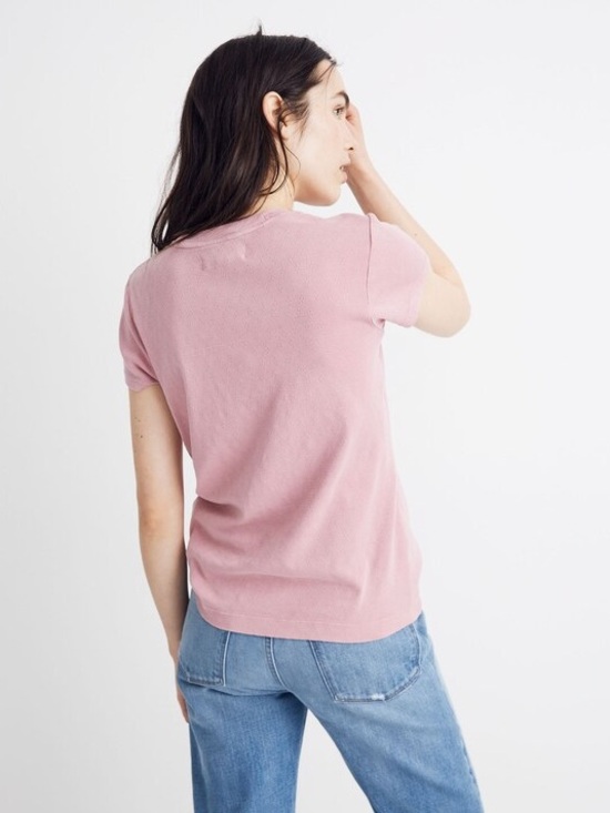 Madewell Rivet and Thread Crewneck Tee - Pink Sz. S - Picture 3 of 5